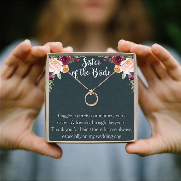 Dear Ava Sister of the Bride Gift Necklace: Sister Wedding Gift Rose Gold Plated - Picture 5 of 5